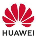 Logo Huawei rouge sur fond blanc.